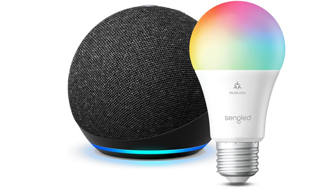 Echo Dot 5th Gen Charcoal with Sengled Smart Color Bulb