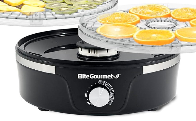 Elite Gourmet EFD319 Food Dehydrator 5 BPA Free 11 422 Trays Adjustable Temperature Controls Jerky