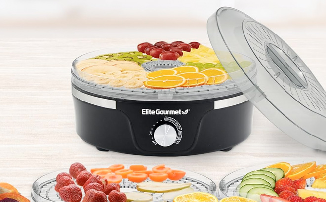 Elite Gourmet EFD319 Food Dehydrator 5 BPA Free 11 422 Trays Adjustable Temperature Controls