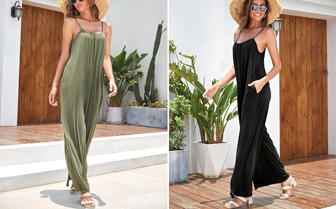 FKEEP Womens Neck Sleeveless Jumpsuits