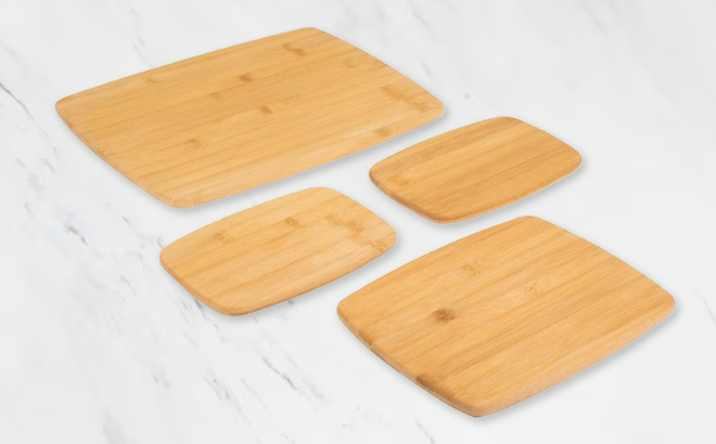 Farberware 4 Piece Reversible Bamboo Cutting and Charcuterie Board Set