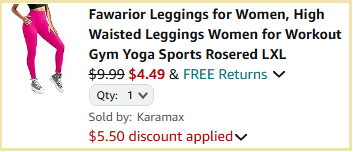 Fawarior High Waisted Workout Leggings Checkout Page