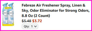 Febreze Air Freshener Checkout Screen