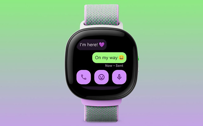 Fitbit Ace LTE Kids Smartwatch with Texts on the Background