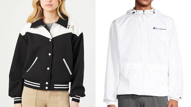 Forever 21 Varsity Jacket and Champion Mens Windbreaker