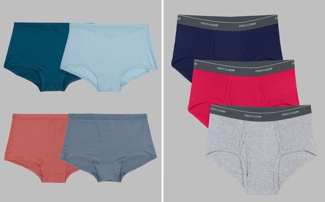 Fruit of the Loom Womens Boyshort Underwear 4 Pack