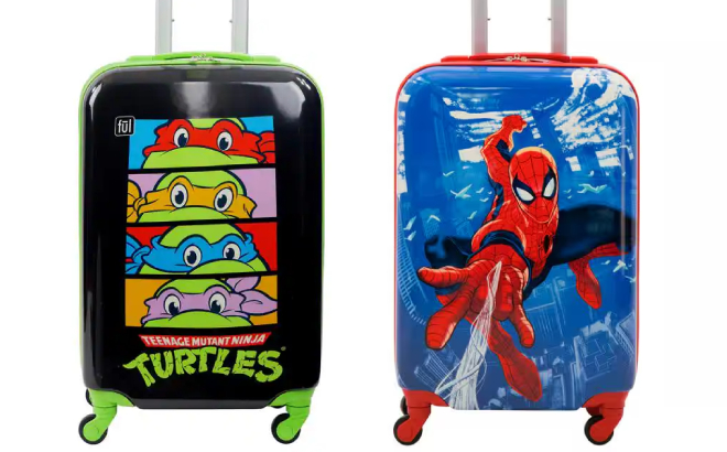 Ful Teenage Mutant Ninja Turtles and Marvel Spiderman Web Slinging Kids Luggage