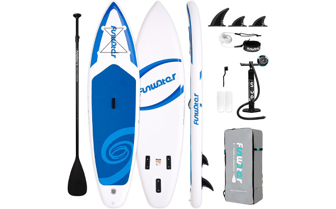 FunWater Inflatable Ultra Light Stand Up Paddle Board on a Plain Background