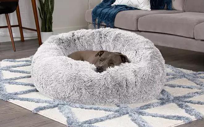 FurHaven Calming Cuddler Long Fur Donut Dog Bed