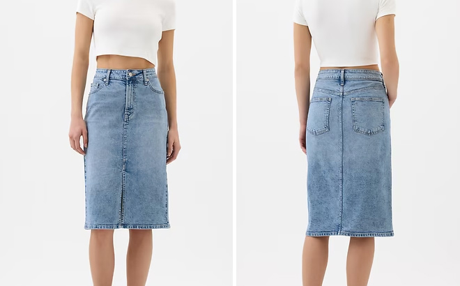 GAP Factory Denim Midi Pencil Skirt