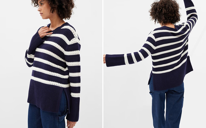 GAP Factory Split Hem Crewneck Sweater