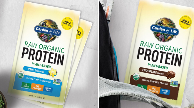 Garden of Life Raw Organic Protein Powder Packets Vanilla and Chocolate Flavors