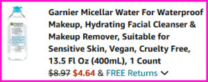 Garnier Micellar Water Checkout Screen