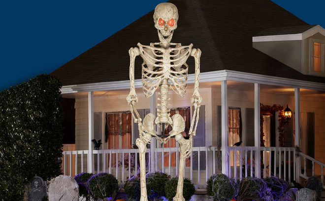 Gemmy 10 ft Poseable Skeleton with Lighted Red Eyes