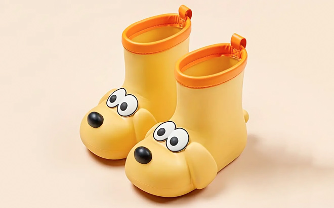 Girls Adorable Dog Pattern Rain Boots Comfy Non Slip Durable Waterproof Shoes For Kids Outdoor Activities