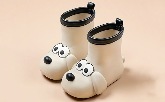 Girls Adorable Dog Pattern Rain Boots Comfy Non Slip Durable Waterproof Shoes