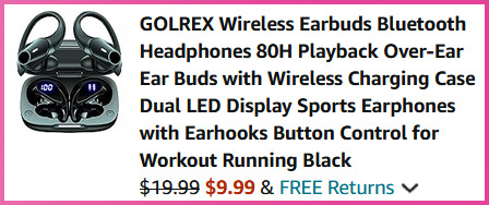 Golrex Wireless Earbuds Checkout Screen