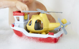 Green Toys Rescue Boat with Helicopter