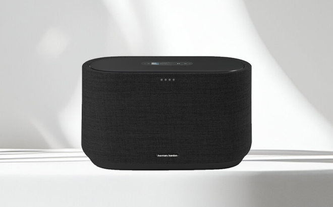 Harman Kardon Citation 300 Bluetooth Speaker with Google Assistant on a Table