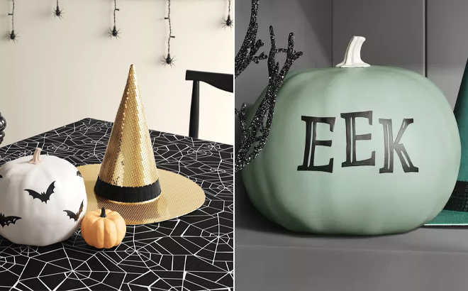 Hyde EEK Boutique Sequins Witch Hat Halloween and Foam Painted Pumpkin