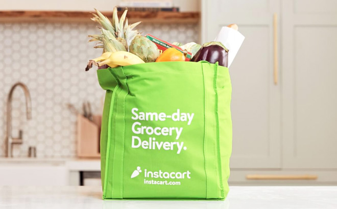 Instacart Grocery Bag on a Kitchen Countertop