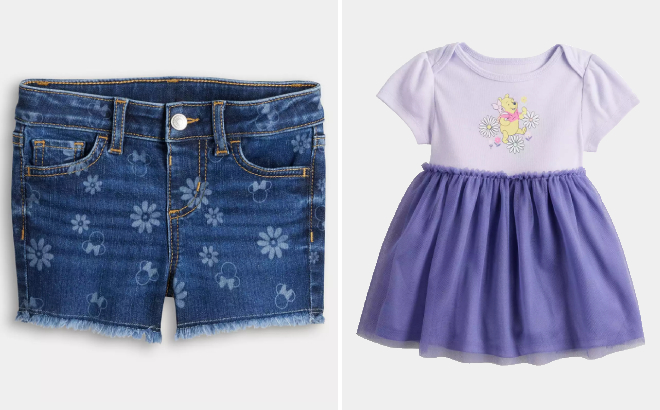 Jumping Beans Disney Minnie Mouse Toddler Jean Shorts and Winnie the Pooh Baby Tutu Dress