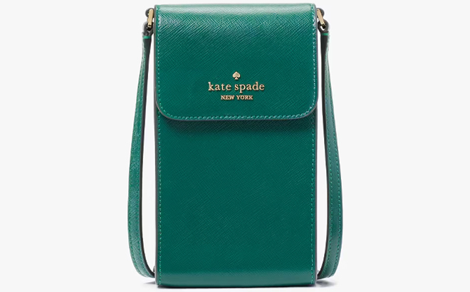 Kate Spade Outlet Madison North South Flap Phone Crossbody in Deep Jade