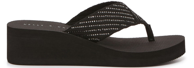 Kelly Katie Tacie Wedge Sandals in Black Color