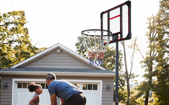 Kids Height Adjustable Basketball Hoop Square Backboard