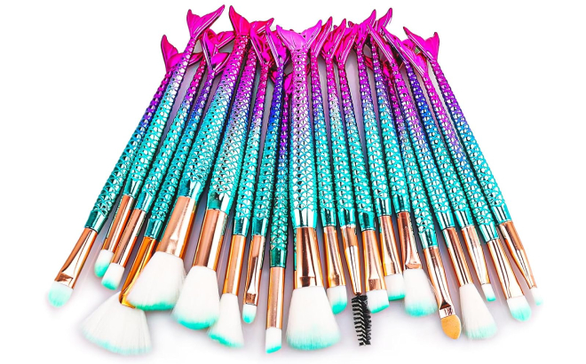 Kids Mermaid Makeup Brush 20 Piece Set