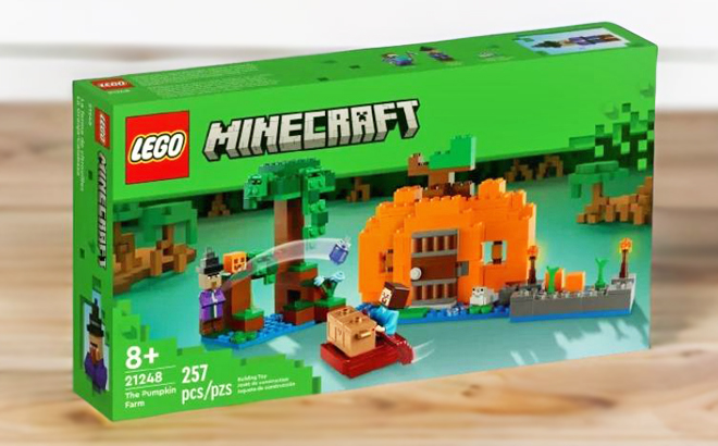 LEGO Minecraft The Pumpkin Farm Building Set on a Table