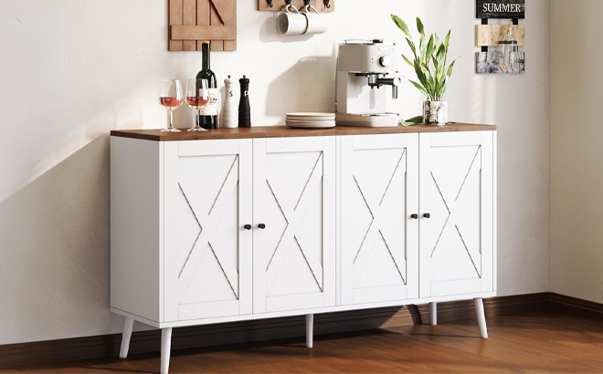 Large Kitchen Storage Cabinet in White Color