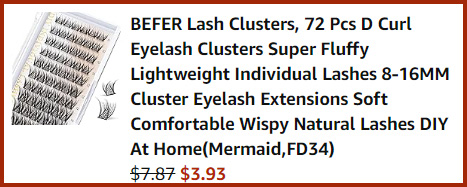 Lash Clusters 72 Count Summary