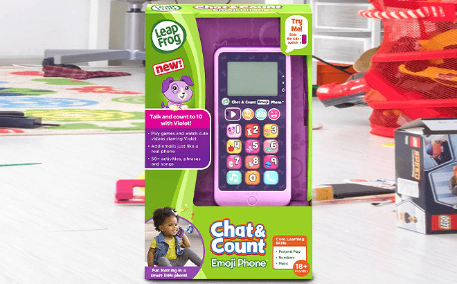 LeapFrog Violet Chat Count Emoji Phone on the Floor