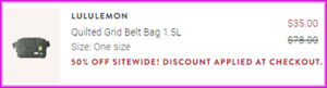 Lululemon x Peloton Grid Belt Bag Checkout Screen