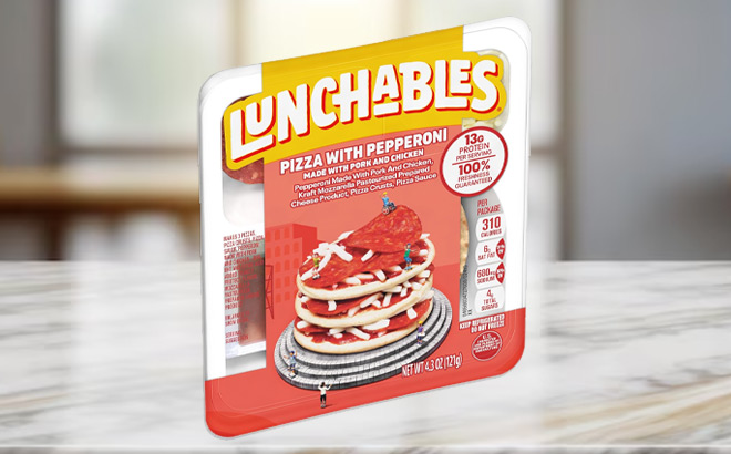 Lunchables Pizza with Pepperoni Snack Kit on a Table