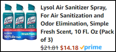 Lysol Air Sanitizer Spray 3 Pack Order Summary