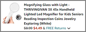 Magnifying Glass with Light in White Color at Amazon Checkout