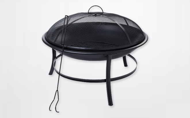 Mainstays 26 Inch Round Iron Wood Burning Fire Pit