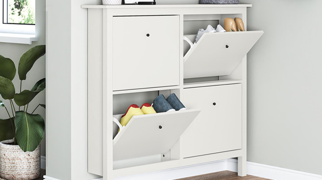 Mainstays 4 Bin Shoe Storage Cabinet