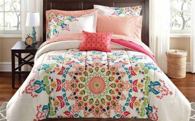 Mainstays Coral Medallion 6 Piece Comforter Set