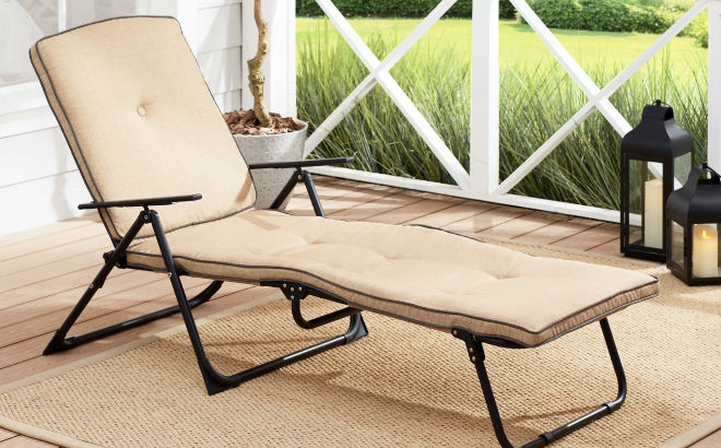 Mainstays Sand Dune Foldable Outdoor Chaise Lounge