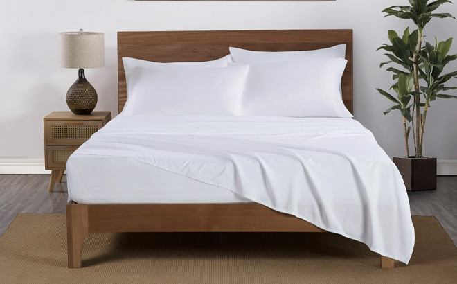 Mainstays Super Soft High Quality Brushed Microfiber Bed Sheet Set on the Bed