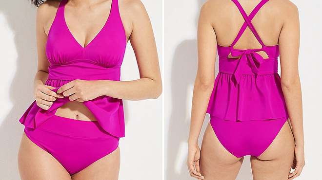 Maurices High Waist Bikini Bottom in Magenta Color