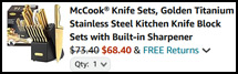 McCook 15 Piece Knife Set Order Summary