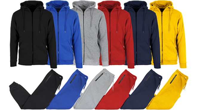 Mens Zip Hoodie Jogger Sets 2 Pack