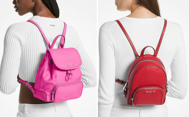 Michael Kors Cara Small Nylon Backpack and Jaycee Extra Small Pebbled Leather Backpack