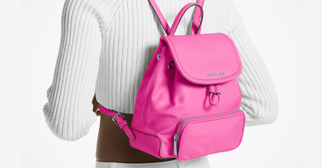 Michael Kors Cara Small Nylon Backpack in Pink Color