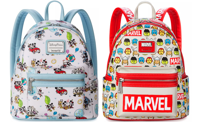 Mickey and Minnie Mouse Loungefly Mini Backpack and Marvel The Avengers Loungefly Mini Backpack