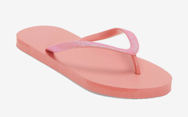 Mixit Womens Glitter Flip Flops in Cabana Coral Color